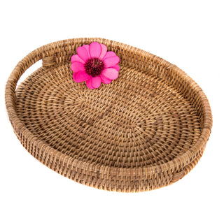 Artifacts Rattan™ Oval Tray With Cutout Handles, Honey Brown, Small