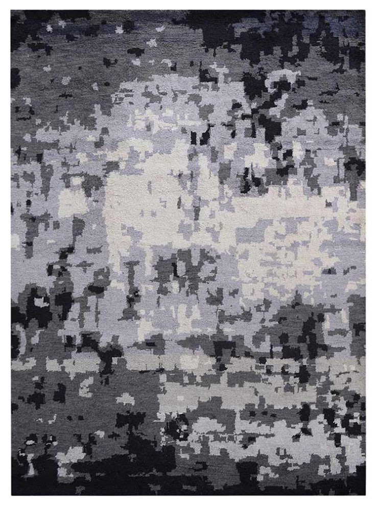 Hand Knotted Silk Area Rug Abstract Multicolor, [Rectangle] 6'x9'