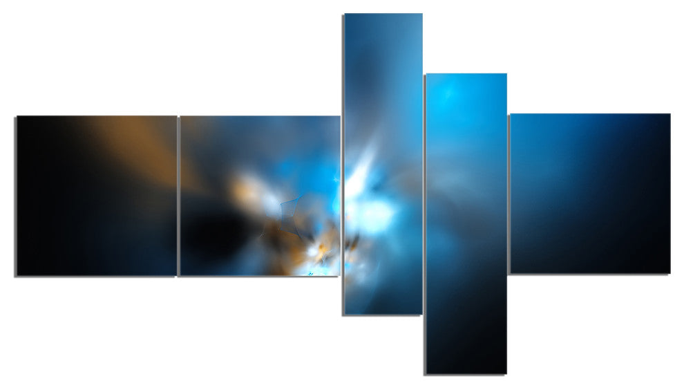 Mystic Green Fractal, Abstract Wall Art Canvas, 60"x32", 5 panels