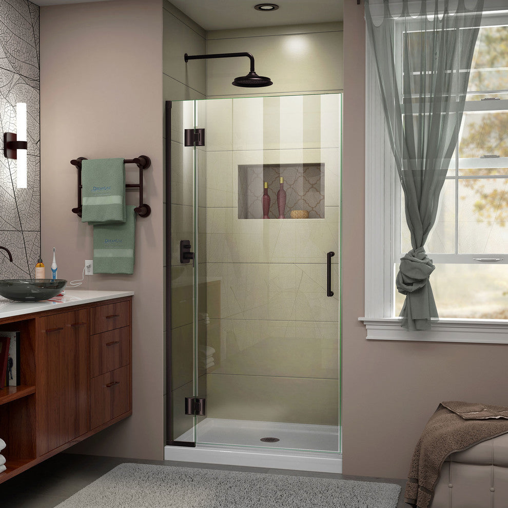 Unidoor-x 35" Hinged Shower Door, Oil Rubbed Bronze
