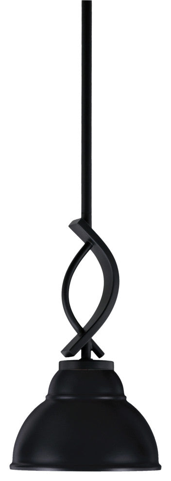 Cavella Stem Mini Pendant, Matte Black Finish, 7" Matte Black Mesh Metal Shade