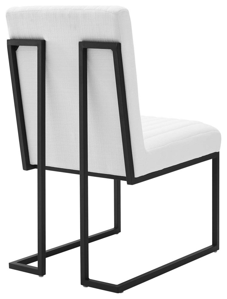 Indulge Channel Tufted Fabric Dining Chairs Set of 2, White