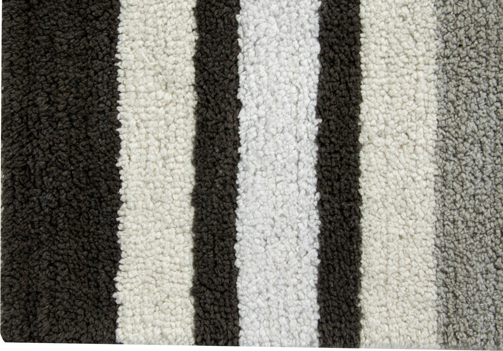 Bath Rug Cotton, GSF 220, Pattern Woven Stripes, Grey, 34"x21"