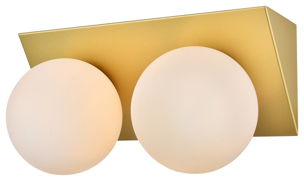2 Light Brass And Frosted White Bath Sconce
