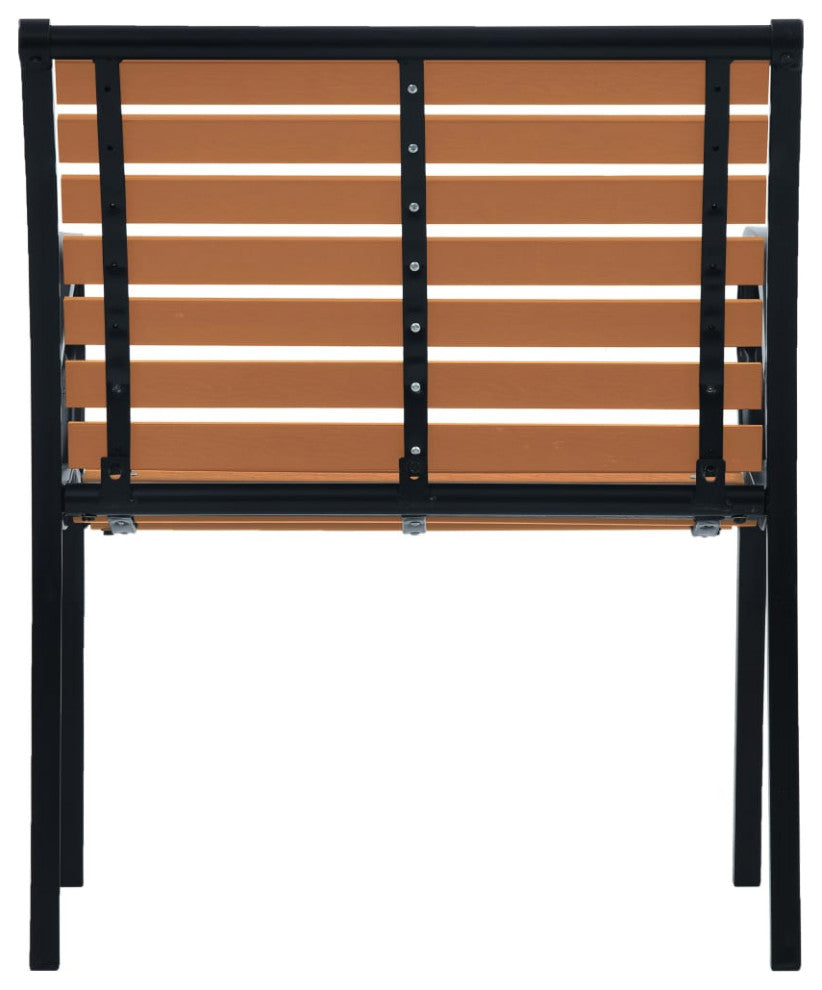 vidaXL Patio Chairs 2 Pcs Outdoor Dining Chair Steel and WPC Black and Brown