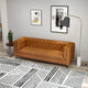 Houston Mid-Century Modern Luxury Chesterfield Genuine Leather Sofa, Cognac