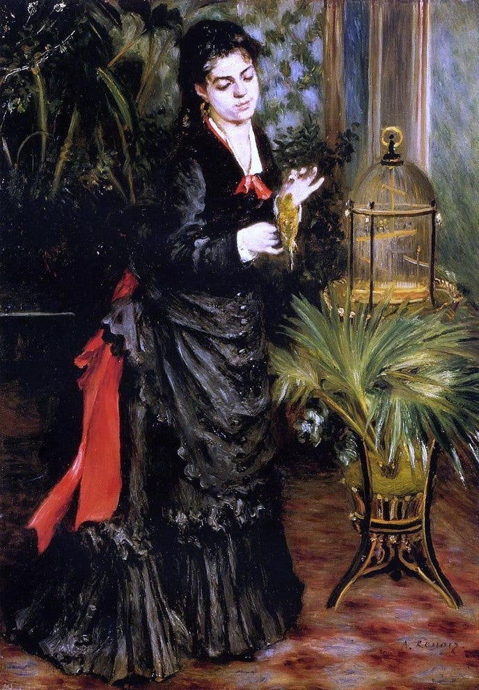 Pierre Auguste Renoir Woman with a Parrot Wrapped Canvas