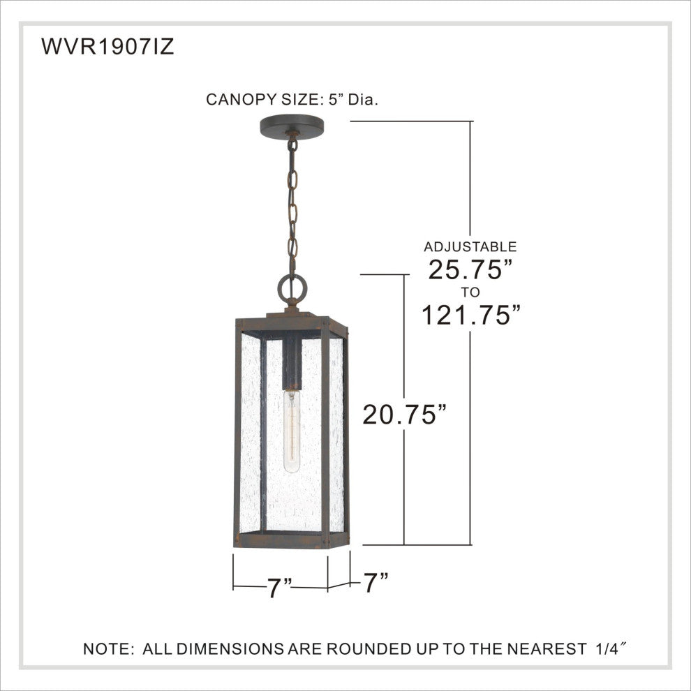 Quoizel WVR1907 Westover 1 Light 7"W Outdoor Mini Pendant - Antique Brass