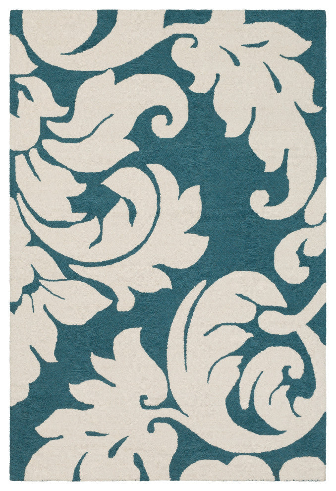Surya Hermitage HMT-2492 9'x13' Rug, Teal/Cream