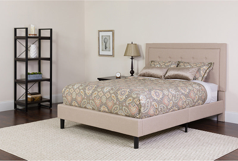 Roxbury Twin Size Tufted Upholstered Platform Bed With Pocket Spring Mattress