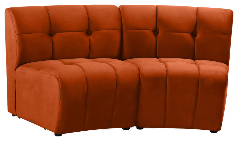 Limitless Velvet Upholstered 2-Piece Modular Sectional, Cognac