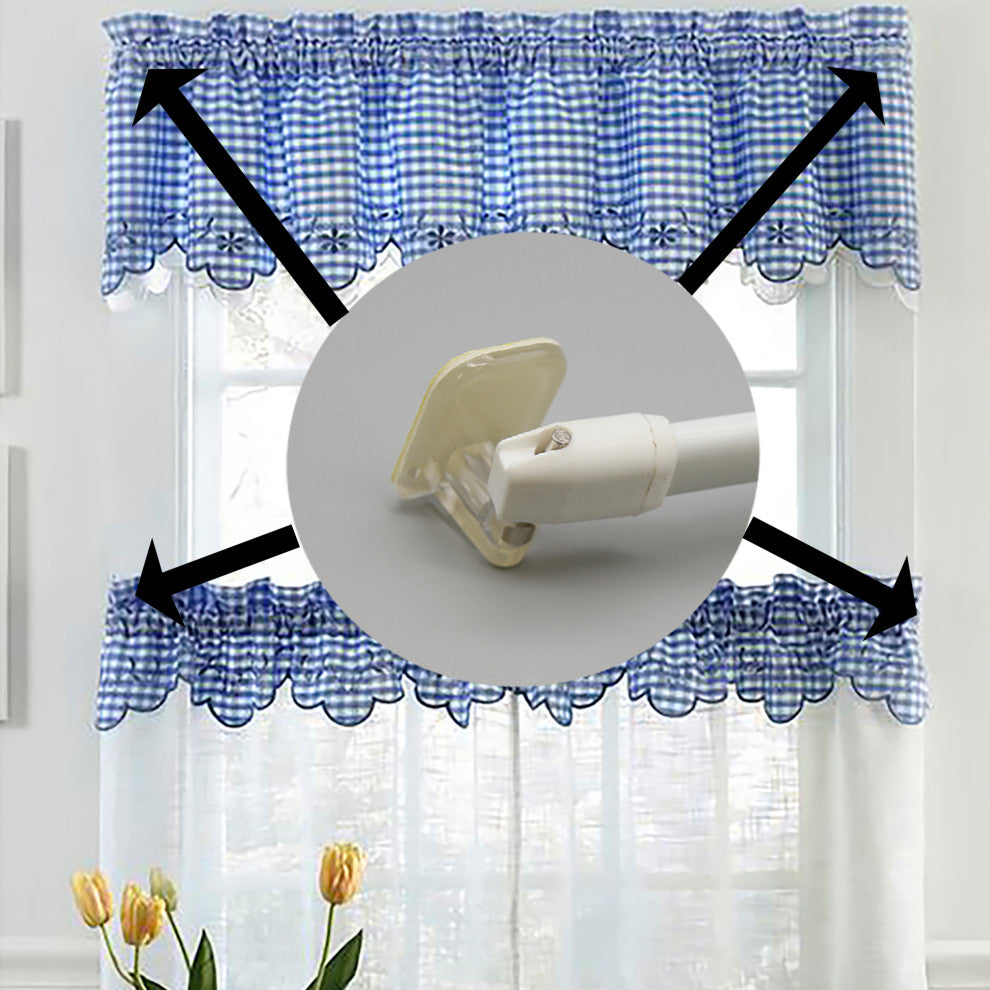 Self Adhesive Hooks Sash Rod Kitchen Curtains Set of 4, Clear