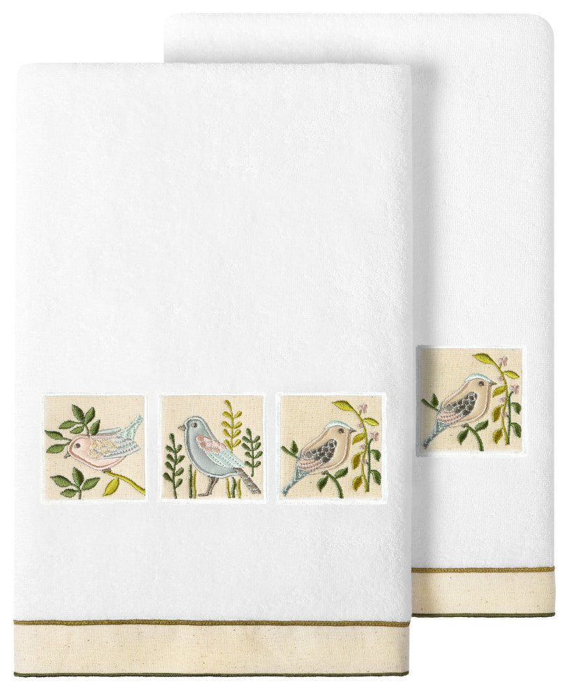 Linum Home Textiles 100% Turkish Cotton BELINDA 2PC Embellished Bath Towel Set