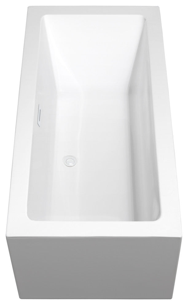 Melody 60" Freestanding White Bathtub, Shiny White Drain