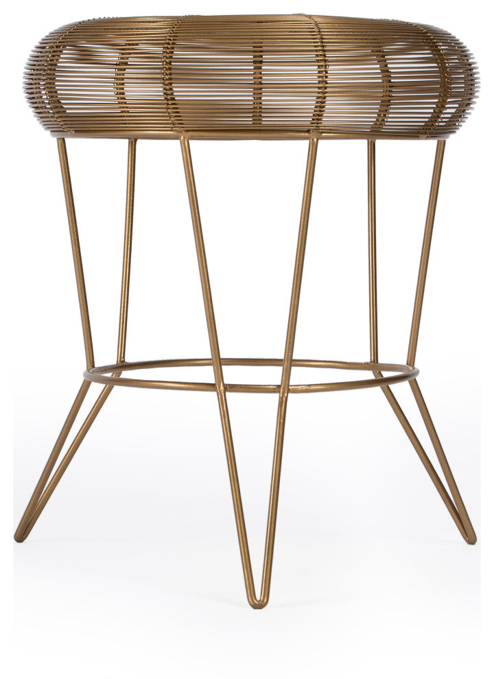 Allen Decorative Wire Accent Table, Antique Gold