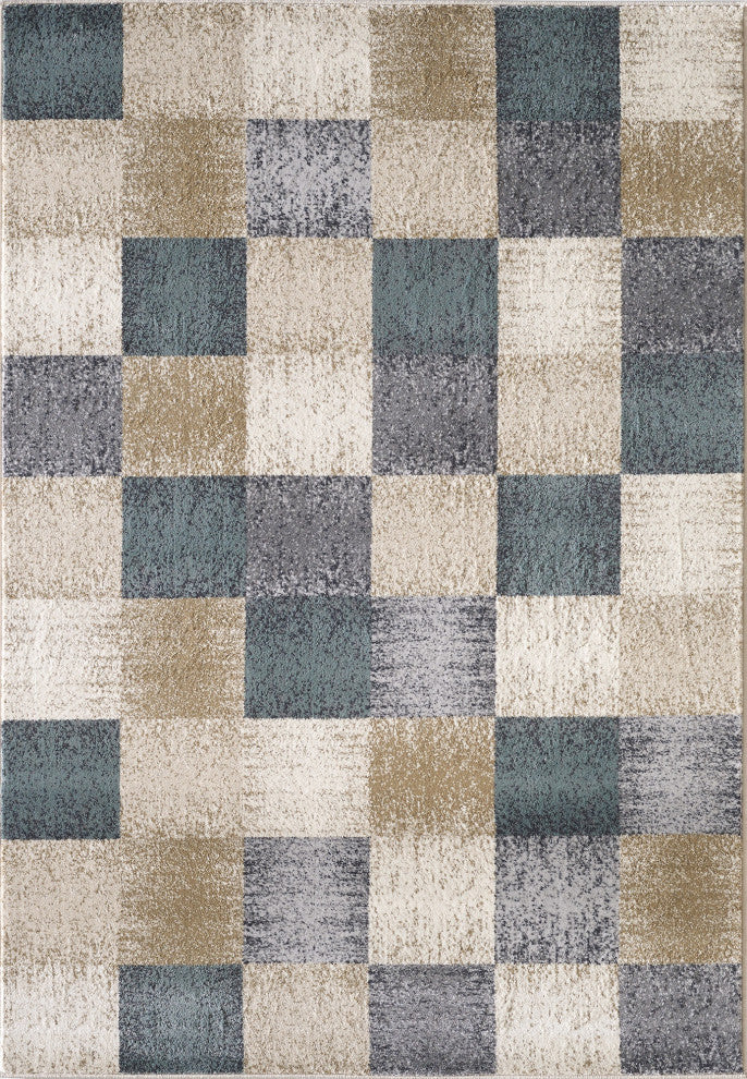 Avalon Checkered Area Rug, Ivory, 9' X 12'
