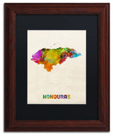 'Honduras Watercolor Map' Matted Framed Canvas Art by Michael Tompsett