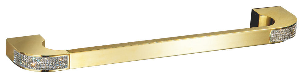 Cecilia Luxury Gold towel bar with Clear Swarovski crystals, Large Towel Bar 24"