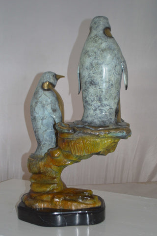 Two Penguins Bronze Statue -  Size: 16"L x 10"W x 12"H.