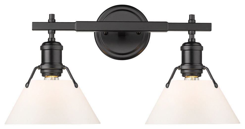 Orwell 2-Light Vanity Light in Matte Black with Opal Glass