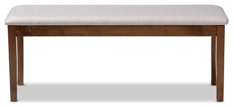 Baxton Studio Teresa Gray Fabric and Walnut Finished Wood Dining Bench