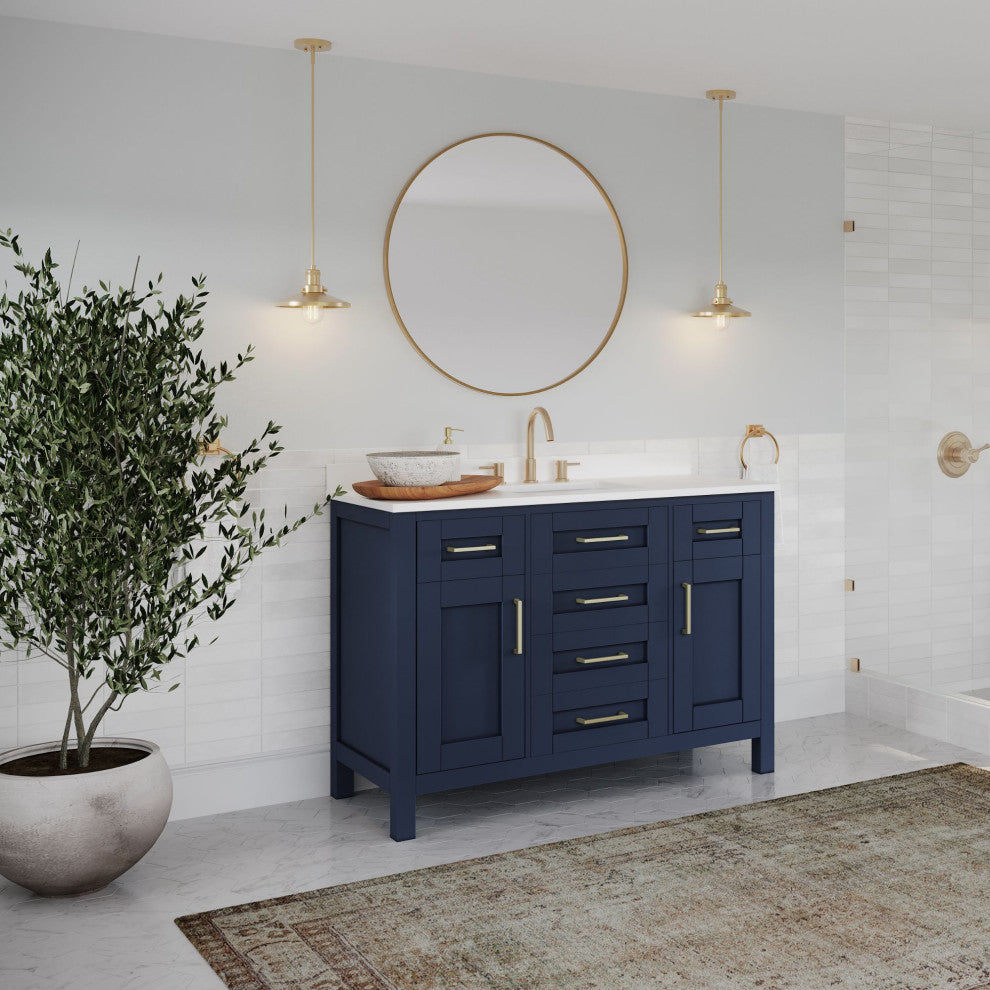 The Oswald Bathroom Vanity, Midnight Blue, 48", Single Sink, Freestanding