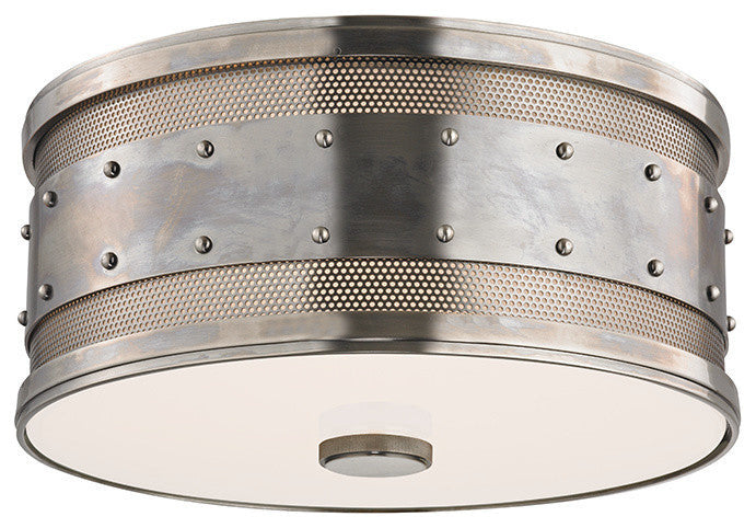 Gaines, 12" Flush Mount, Historic NIckel Finsih