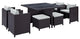 Modway Inverse 9-Piece Aluminum and Rattan Patio Dining Set in Espresso/White