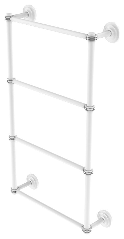 Que New 4-Tier 36" Ladder Towel Bar with Dotted Detail, Matte White