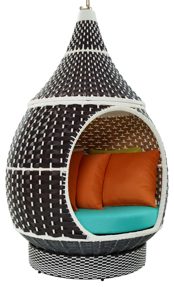 Palace Outdoor Patio Wicker Rattan Hanging Pod