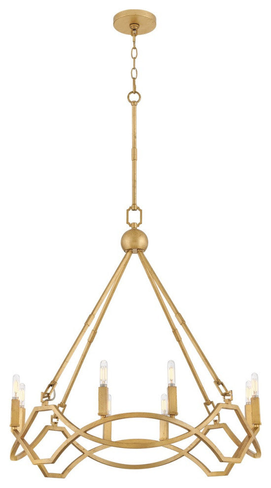 Leona LED Chandelier in Distressed Brass