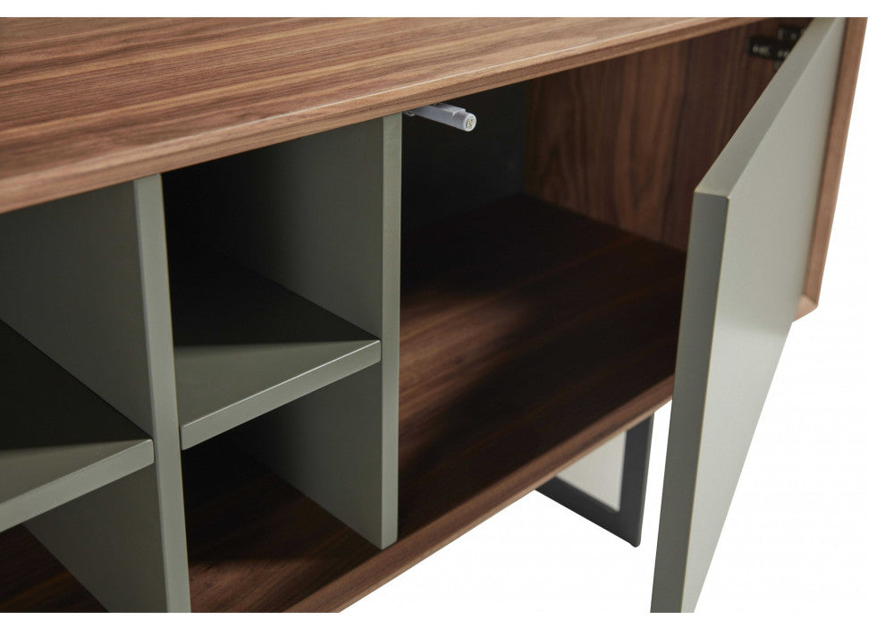 71" Media TV Stand In Walnut And Dark Gray