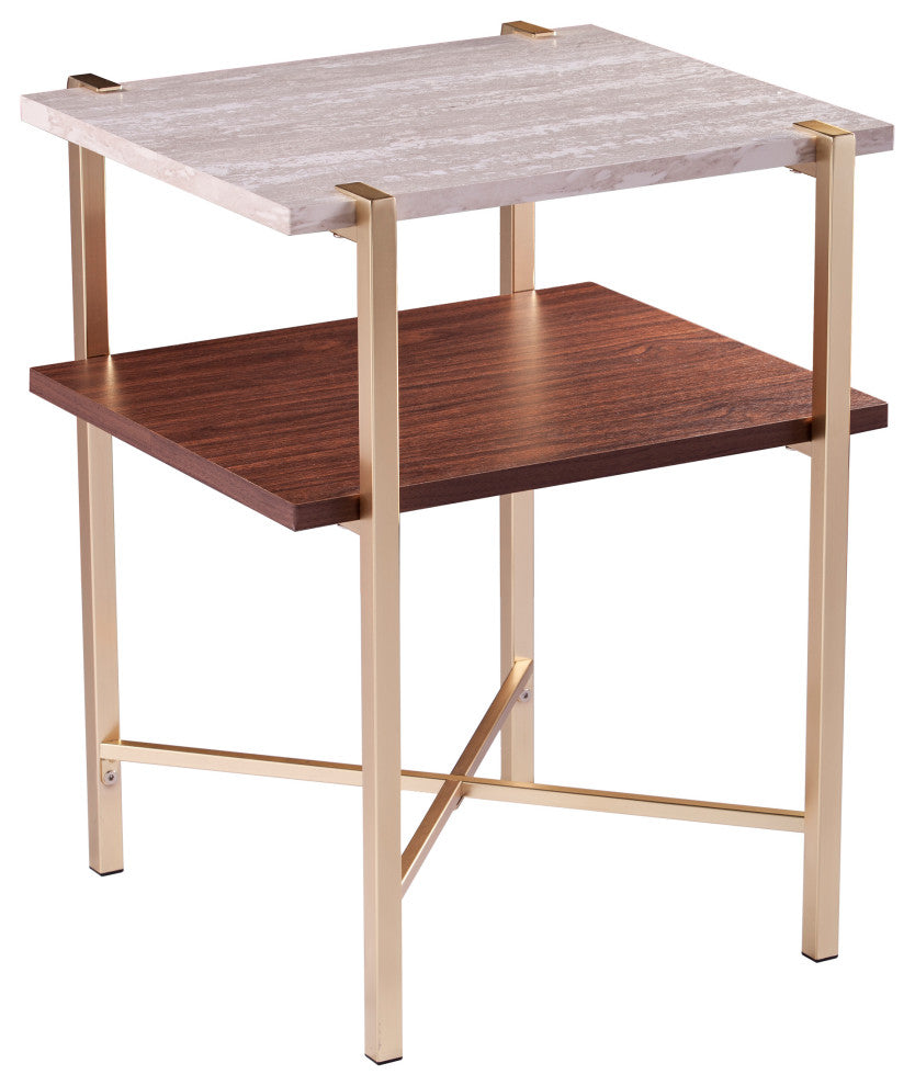 Altivo Square Faux Marble End Table With Storage