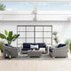 Lounge Sectional Sofa Chair Set, Rattan, Wicker, Gray Blue Navy, Outdoor