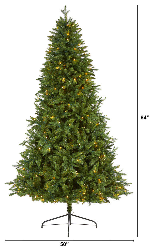 7'' New Hampshire Fir Artificial Christmas Tree With 450 Clear LED Lights
