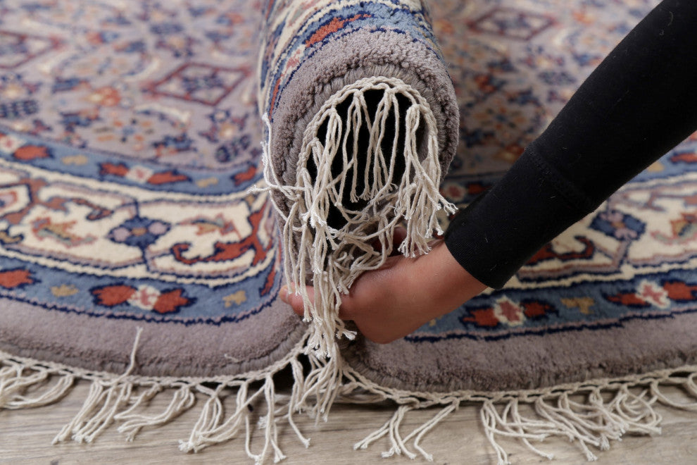 Bidjar Oriental Traditional Area Rug Hand-Knotted Indian, Gray, 8'3"x8'0