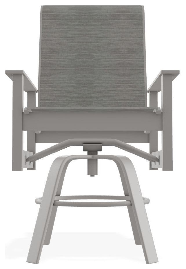 Leeward Sling Balcony Height Outdoor Swivel Armchair, Sicily/Warm Gray