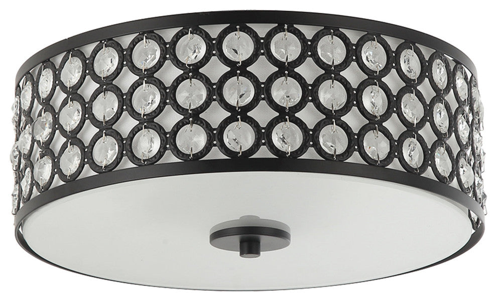 3-Light 14 in Modern LED Flush Mount Light With Crystal