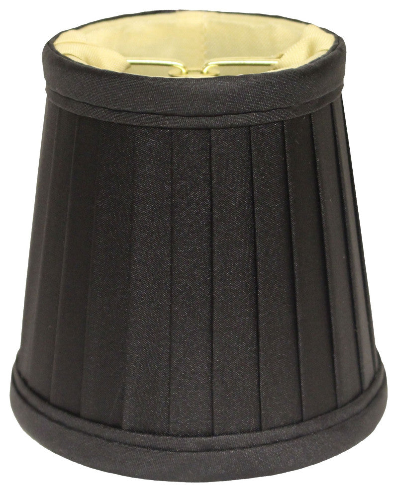 5" Black and Gold Set of 6 Slanted Pleat Chandelier Silk Lampshades