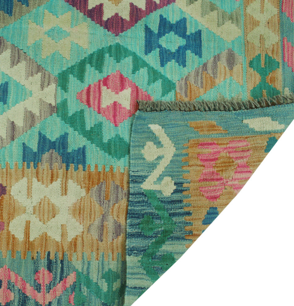 Sun Faded Kilim Behnam Light Blue/Gold Rug, 4'2x6'0