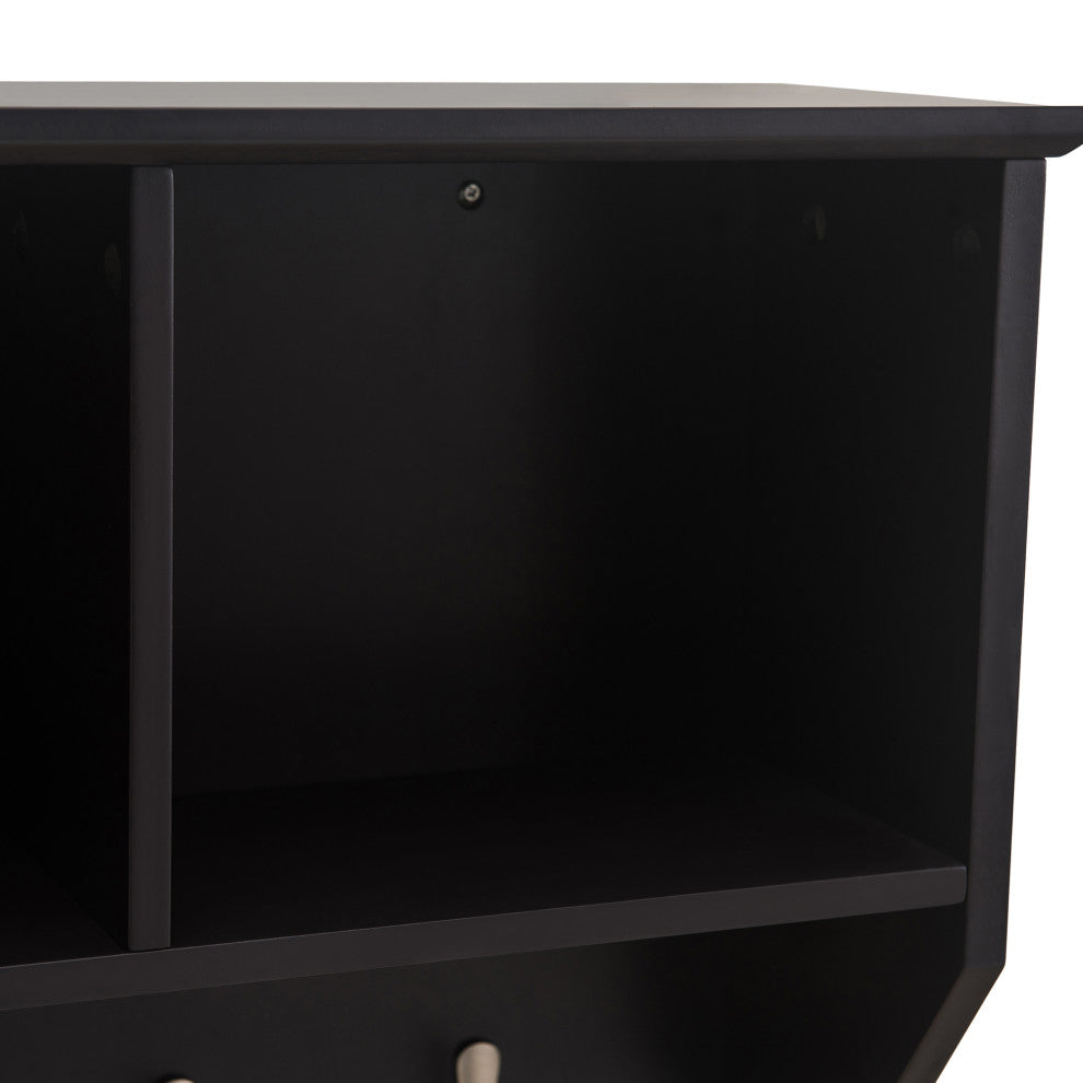 Sunjoy Black Hanging Storage Wall Shelf With Hooks