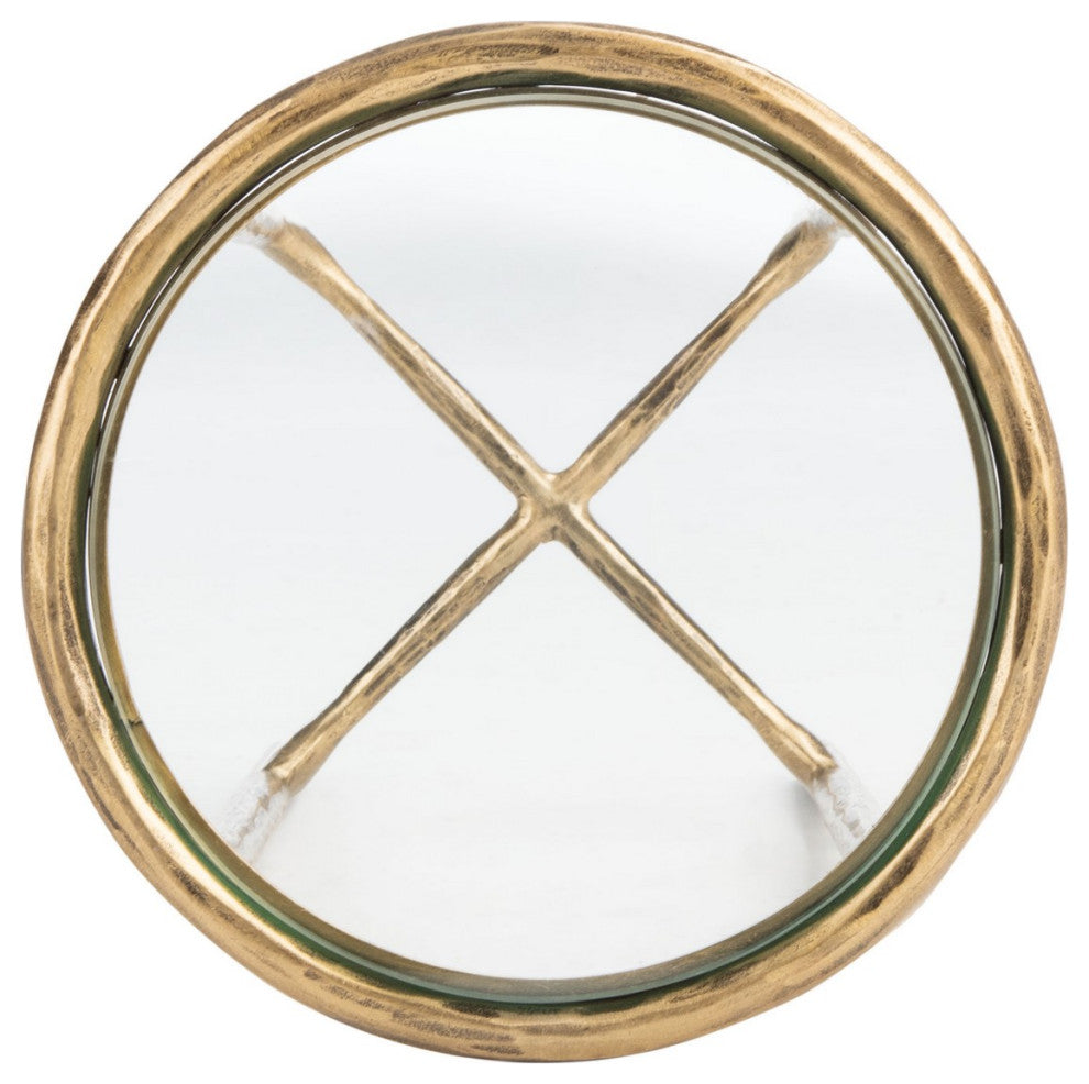 Safavieh Couture Jessa Forged Metal Tall Round End Table, Brass