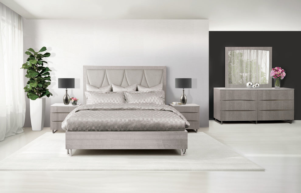 Marin Eastern King Panel Bed - Greige