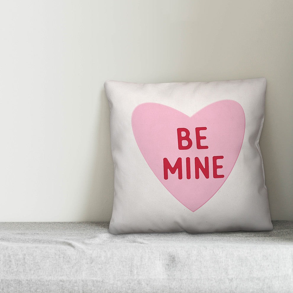 Be Mine Candy Heart 16x16 Throw Pillow