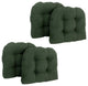 19" U-Shaped Micro Suede Tufted Dining Chair Cushions, Set of 4, Hunter Green