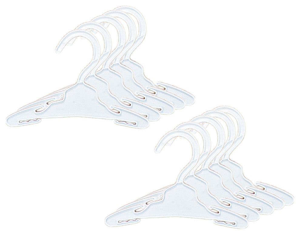 18" Dolls White Plastic Hangers 10 Pack Set