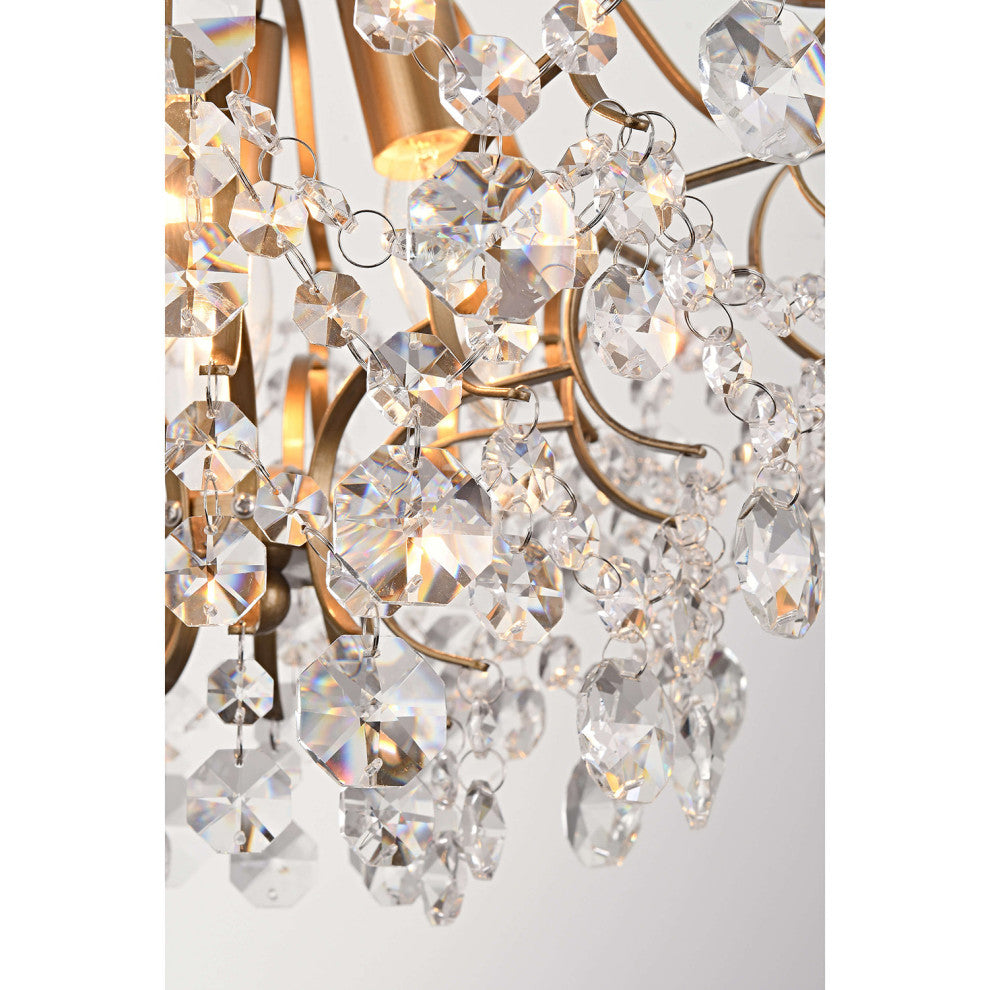 Belle Indoor 3-light Crystal Flush Mount, Brushed Brass Finish