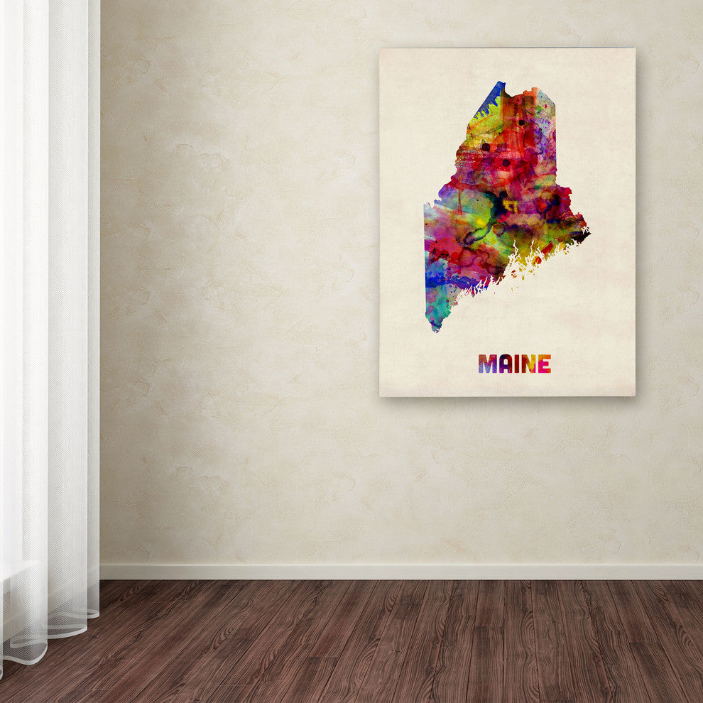 'Maine Map' Canvas Art by Michael Tompsett