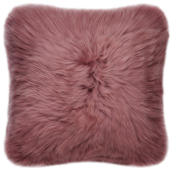 Eclectic Sheepskin Double-Sided Pillow, Marsala Red, 18"x18"