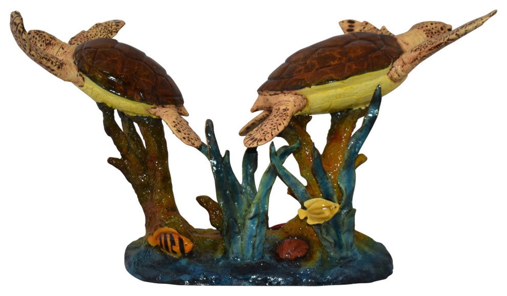 Gliding Turtles in Reef Table Top Bronze Statue  Size: 18" x 16" x 31"H